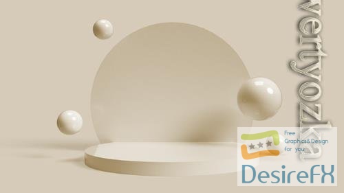PSD 3d circular beige base for placing objects
