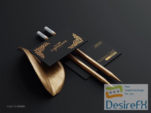 PSD business cards and pencil mockup with letterpress effects