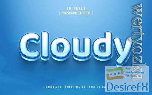 PSD cloudy 3d editable text effect psd with premium background