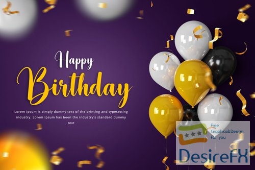 PSD happy birthday celebration banner background with balloon happy birthday social media banner