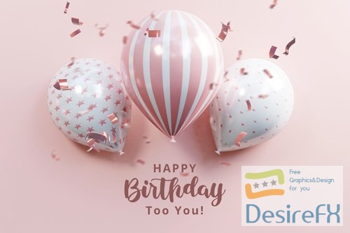 Download PSD happy birthday celebration banner background with balloon or  happy birthday background with balloon 
