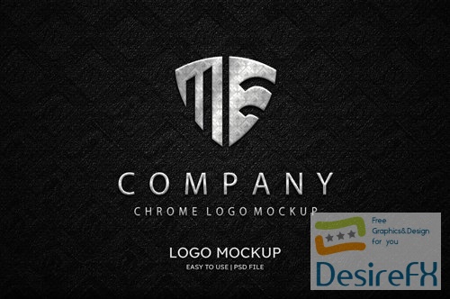 PSD luxury chrome logo mockup
