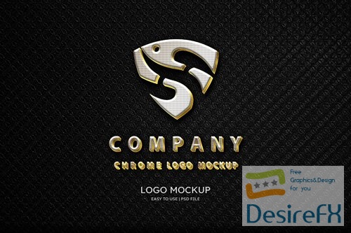 PSD luxury chrome sign wall logo mockup