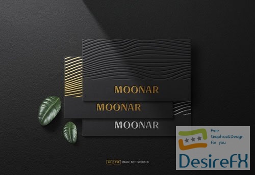 PSD luxury gold foil logo mockup on black business cards vol 2