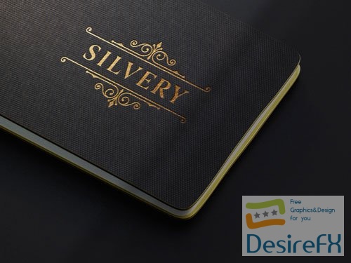 PSD luxury gold logo mockup on black folio cover