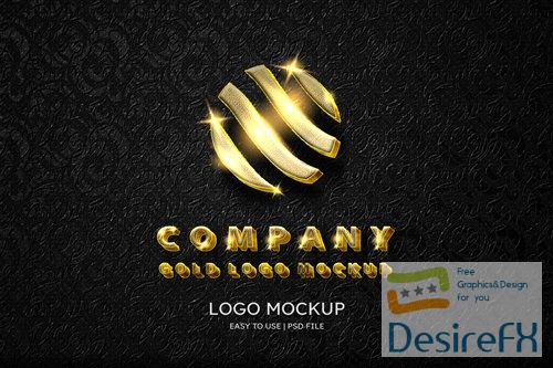 PSD luxury paper gold logo mockup