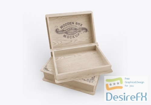 PSD opened wooden box mockup 3d render