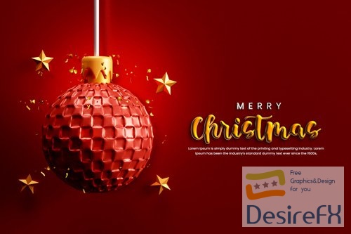 PSD realistic christmas background with elegant christmas balls 3d realistic merry christmas banner