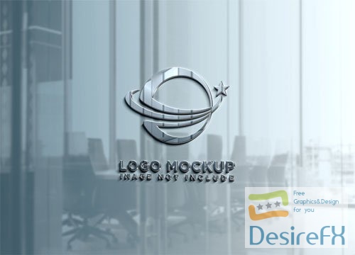 PSD sign wall silver effect logo mock up