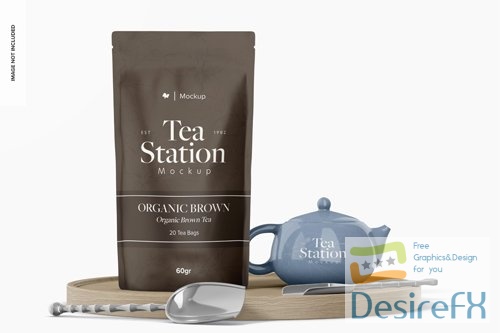 PSD tea pouch packaging mockup front view