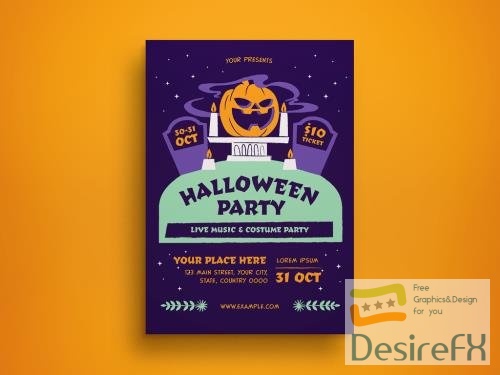 Purple Modern Halloween Party Flyer Layout 529502213 AIT