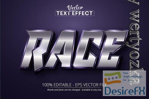 Race - editable text effect, metallic font style