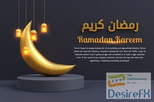 Ramadan kareem islamic background design 3d illustration in psd