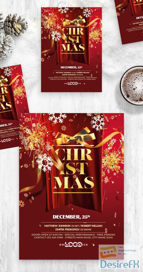 Red Christmas Flyer Poster Layout 532852033 PSDT