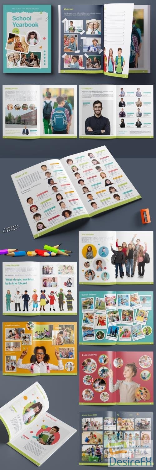 School Yearbook Layout with Colorful Accents 536431885 INDT