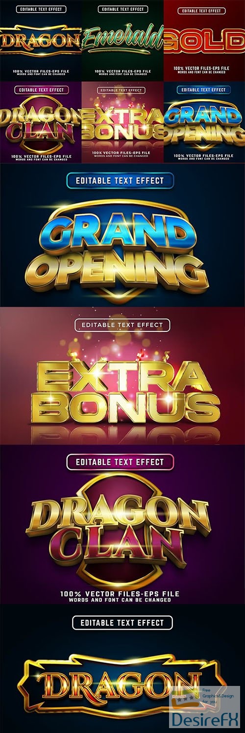 Set of Gold Editable Text Effect Vol. 1