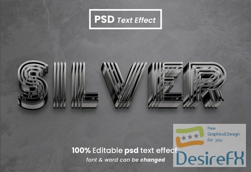 Silver 3d editable psd text effect