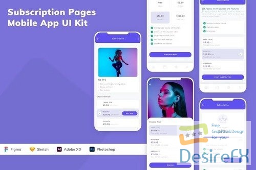 Subscription Pages Mobile App UI Kit RDKZ4CU