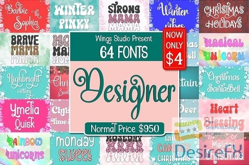 The Designer Font - 64 Premium Fonts