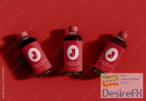 Top View of Three Juice Bottles Mockup 527709061 PSDT
