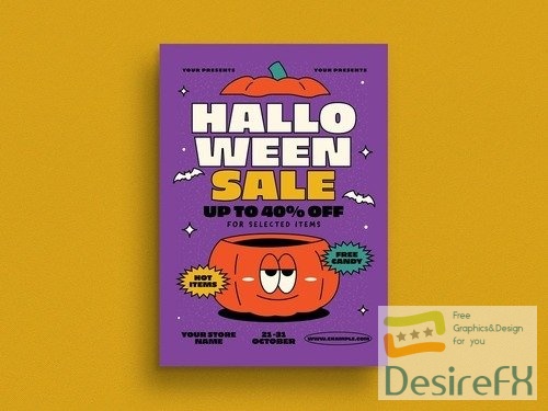 Trendy Cartoon Halloween Sale Flyer 529495649 AIT