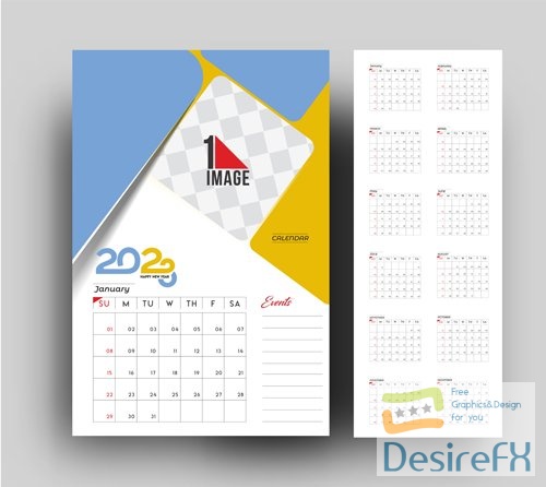 Vector 2023 calendar happy new year design with sapce of your image vol 4