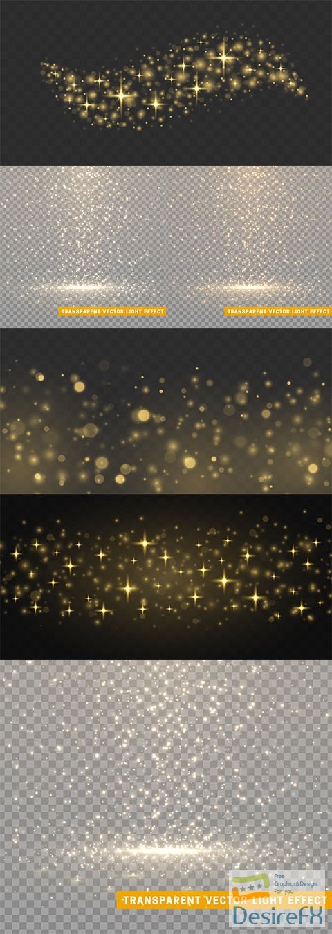 Vector glowing glitter light effects isolated realistic, christmas decoration design element