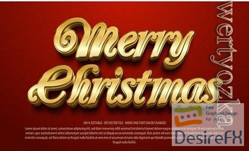 Vector merry christmas golden text effect template with 3d style