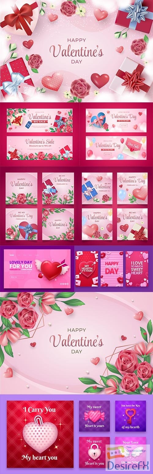 Vector realistic valentines day celebration background
