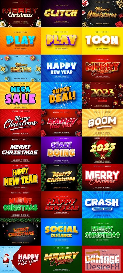 Vector Set - 30 Editable Text Effects Font Style Pack