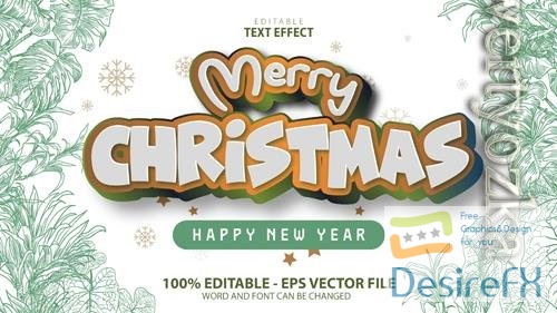 Vector text effect merry cristmas and happy new year vol 8