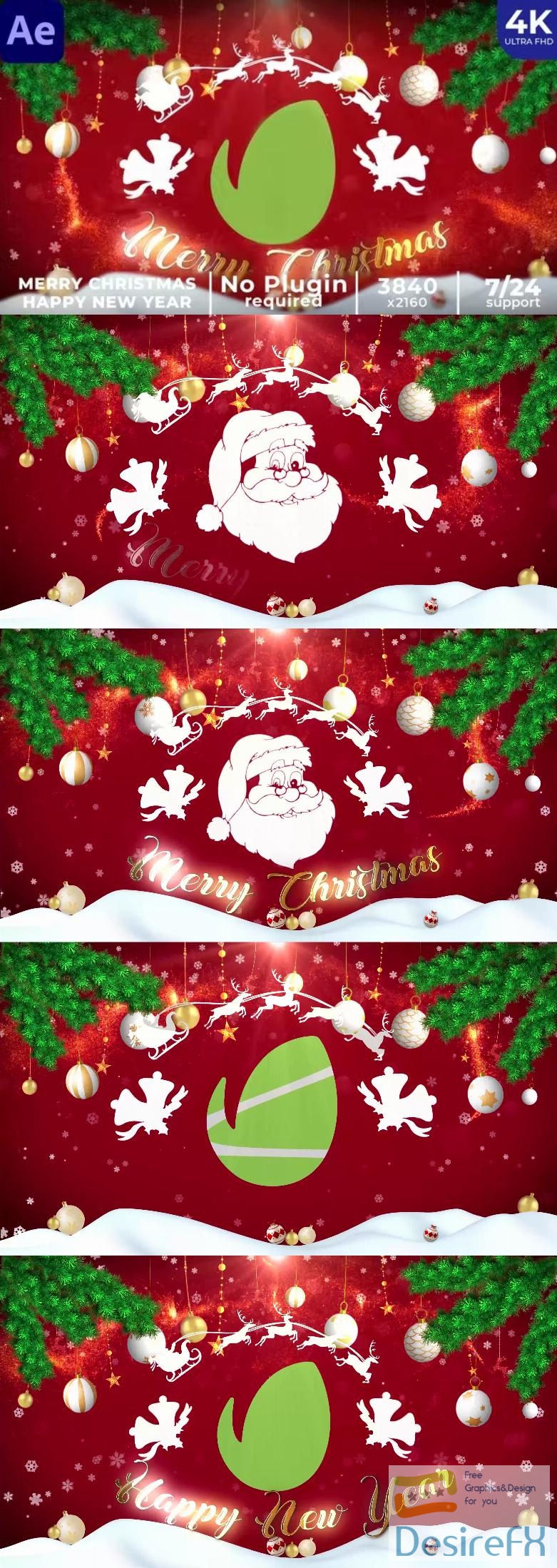 Videohive Merry Christmas Intro Happy New Year Intro Happy 2023 41938471