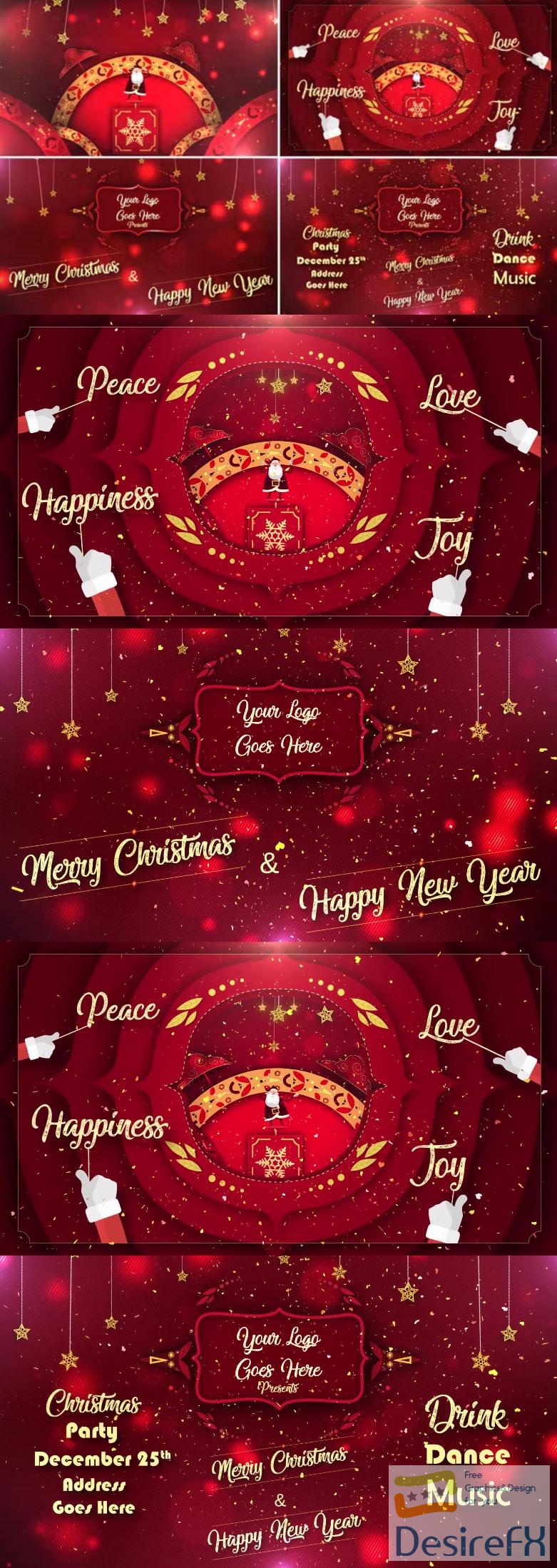 Videohive Red Christmas NewYear Natal Wish And Party Invitation 41855874