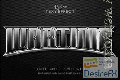 Wartime - editable text effect, silver font style