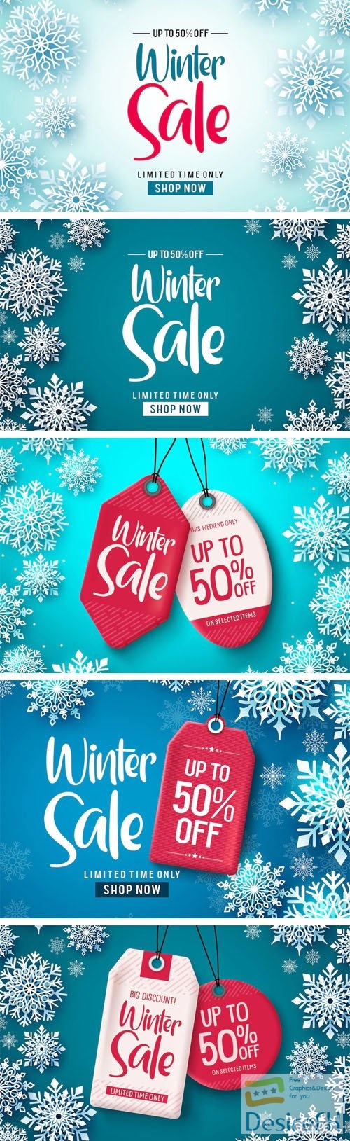 Winter Sales Banners & Backgrounds Vector Templates Collection
