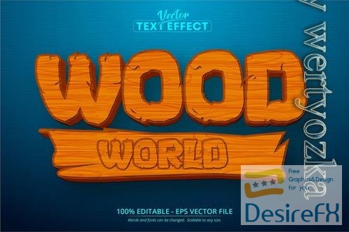 Wood - Editable Text Effect, Cartoon Font Style