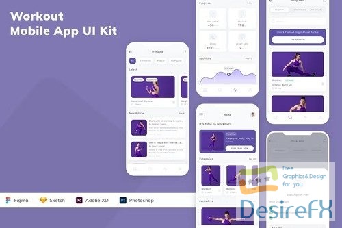 Workout Mobile App UI Kit YZDCVCG
