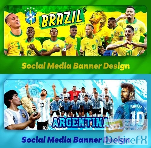 World Cup - Brazil & Argentina - Social Media Banners PSD Templates