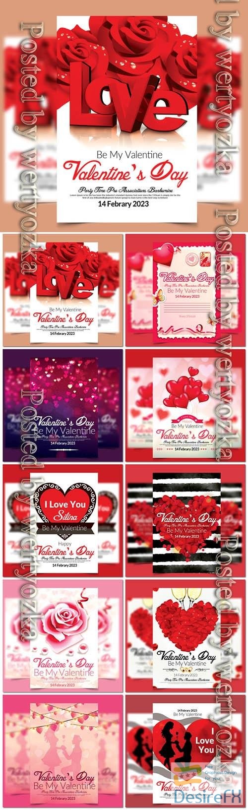 10 PSD happy valentine day party flyer design