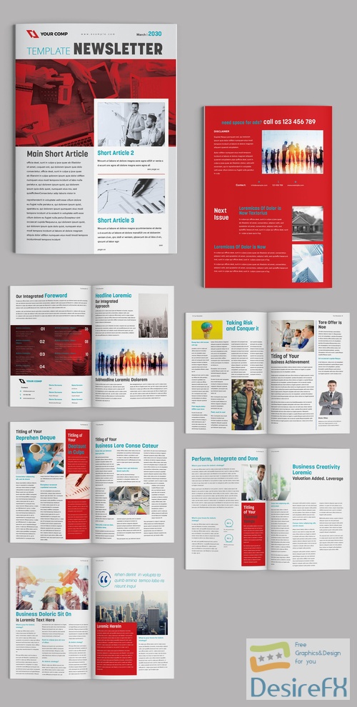 Adobestock - Business Newsletter Layout with Red Accents 522597361