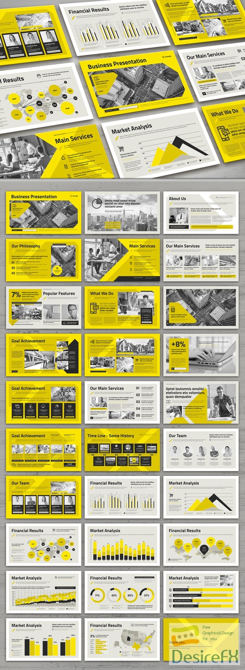 Adobestock - Business Presentation Layout in Black White and Yellow Colors 521067357