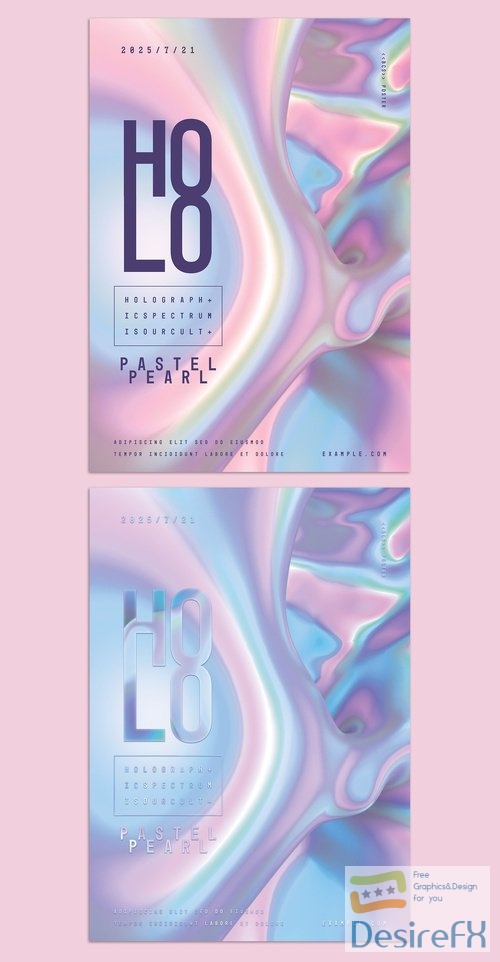 Adobestock - Trendy Poster Layout with Colorful Holographic Gradient Abstract Background 464333319