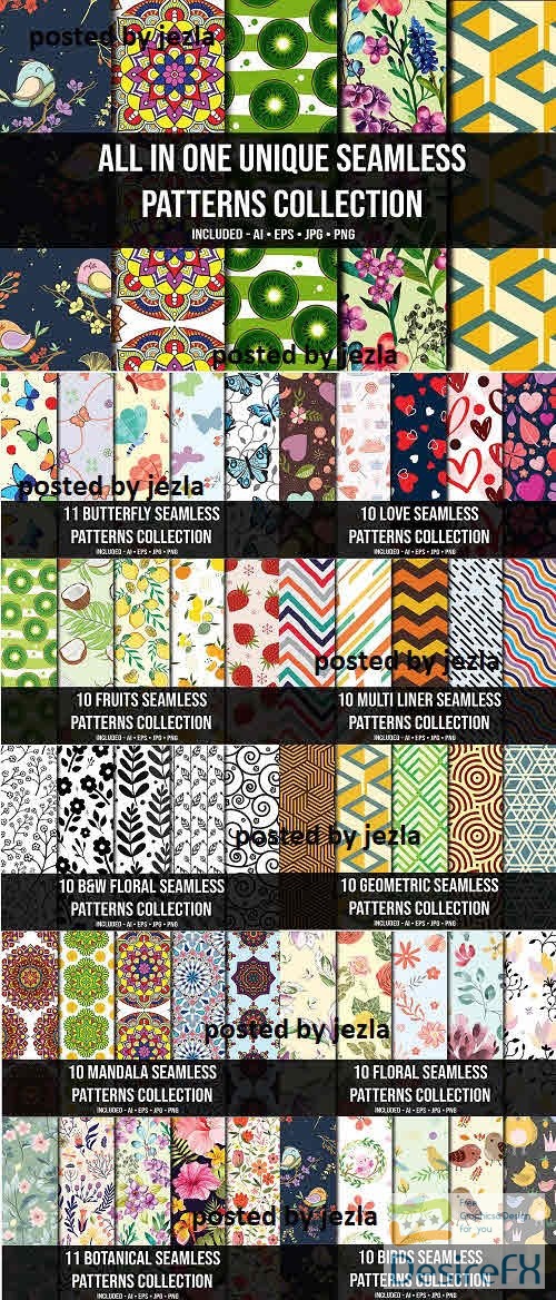All in One Unique Seamless Patterns - 5906913