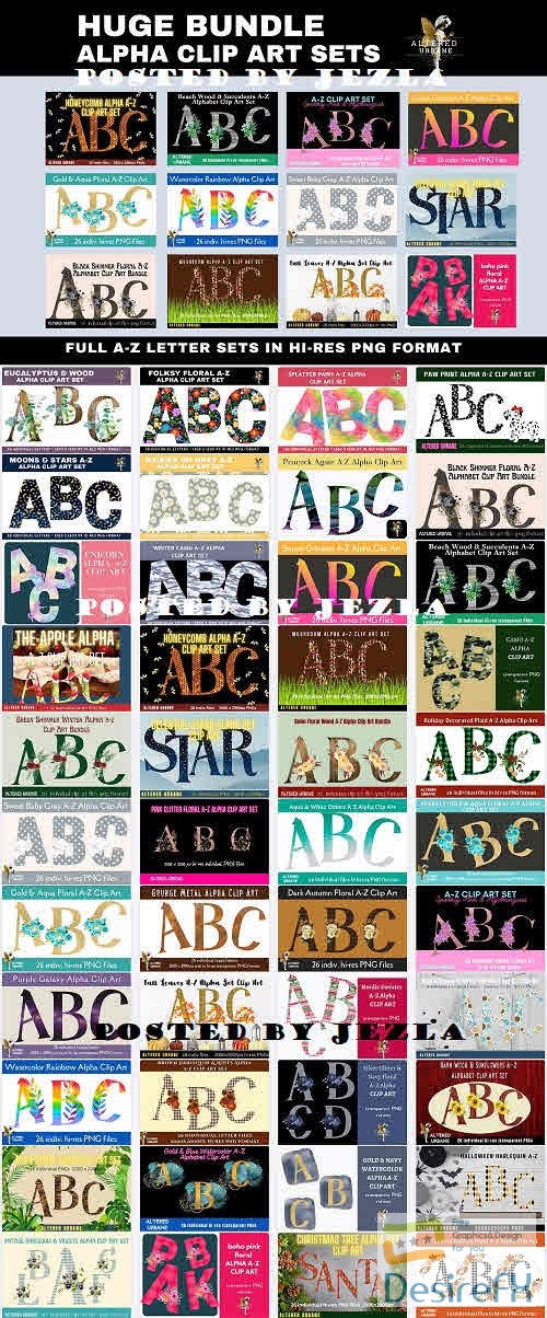 Alphabet Clip Art Sets Huge Bundle - 44 Premium Graphics