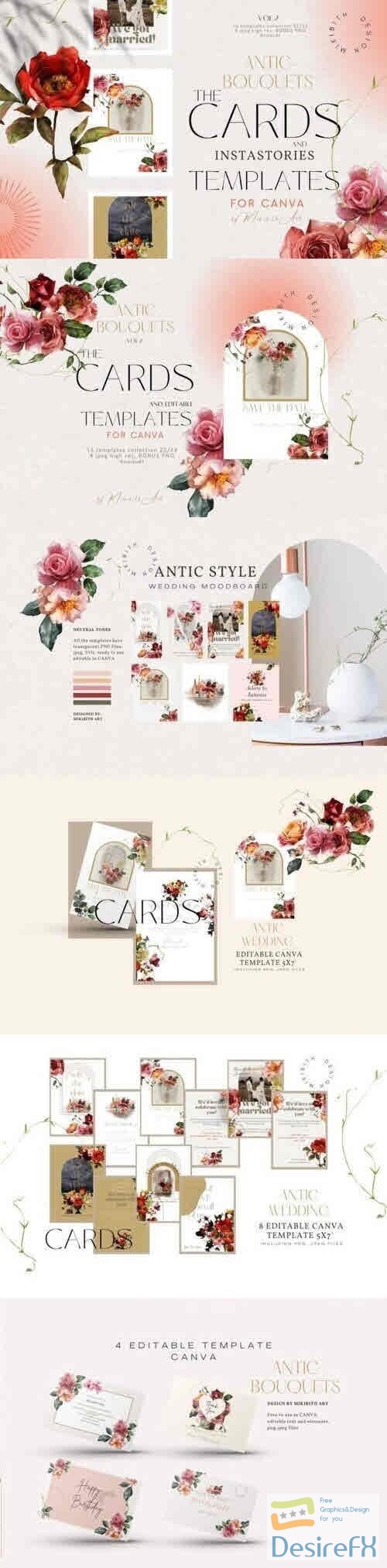 Antic Bouquets Cards and Instagram Templates