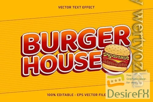 Burger House text effect vector