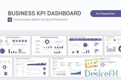 Business KPI Dashboard Model PowerPoint Template PK4QENR