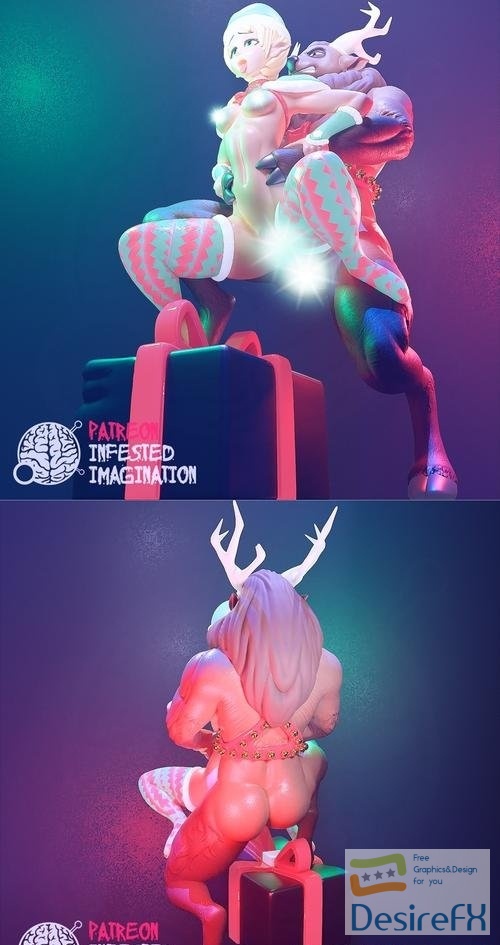 Christmas Girl and Reindeer – 3D Print