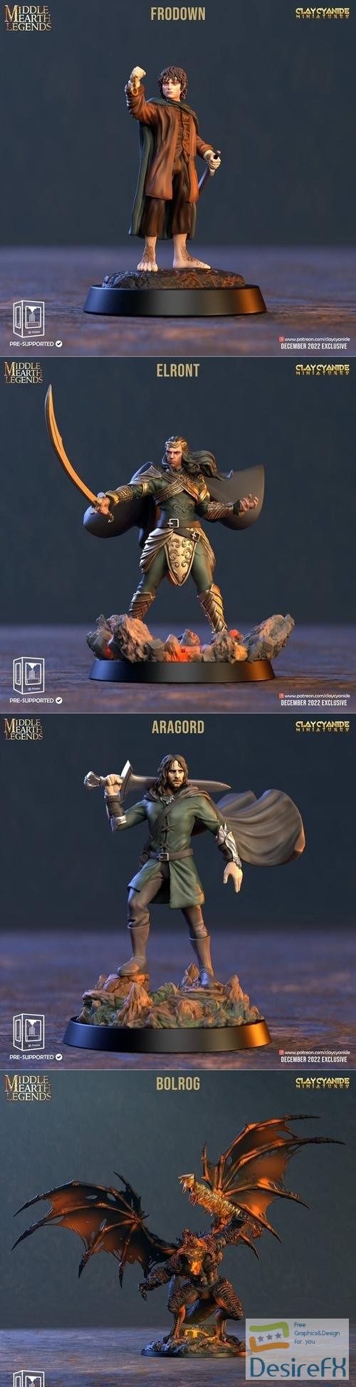 Clay Cyanide Miniatures - Aragorn and Balrog and Elrond and Frodo – 3D Print