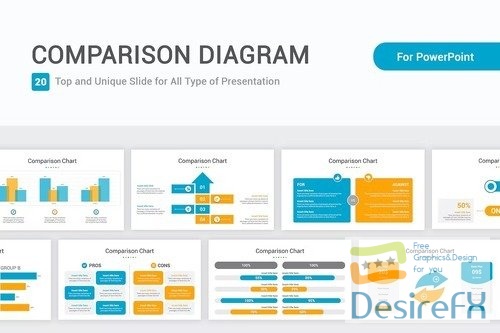 Comparison diagram PowerPoint Template LPGM3PB